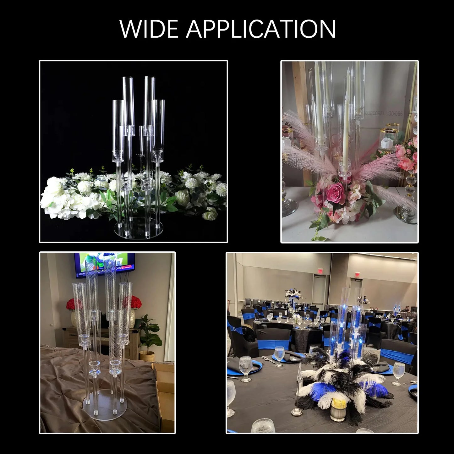 VINCIGANT Six Arm Acrylic Candelabra LED Candle Holder