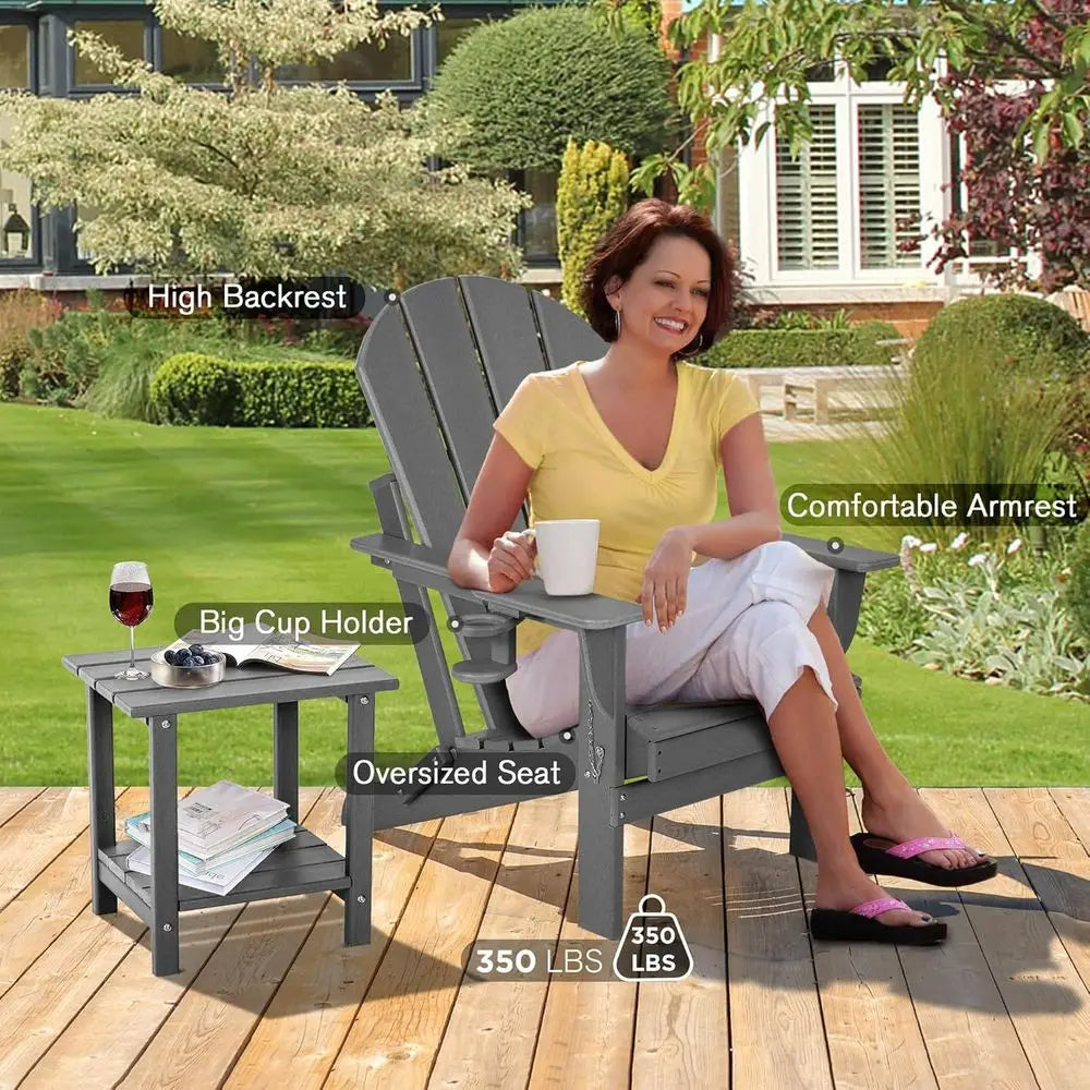 Adirondack Chairs Cushions Cup Holder HDPE Outdoor Patio