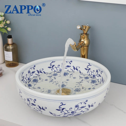 MEKKHALA ZAPPO Ceramic Round Basin Sink Faucet Combo
