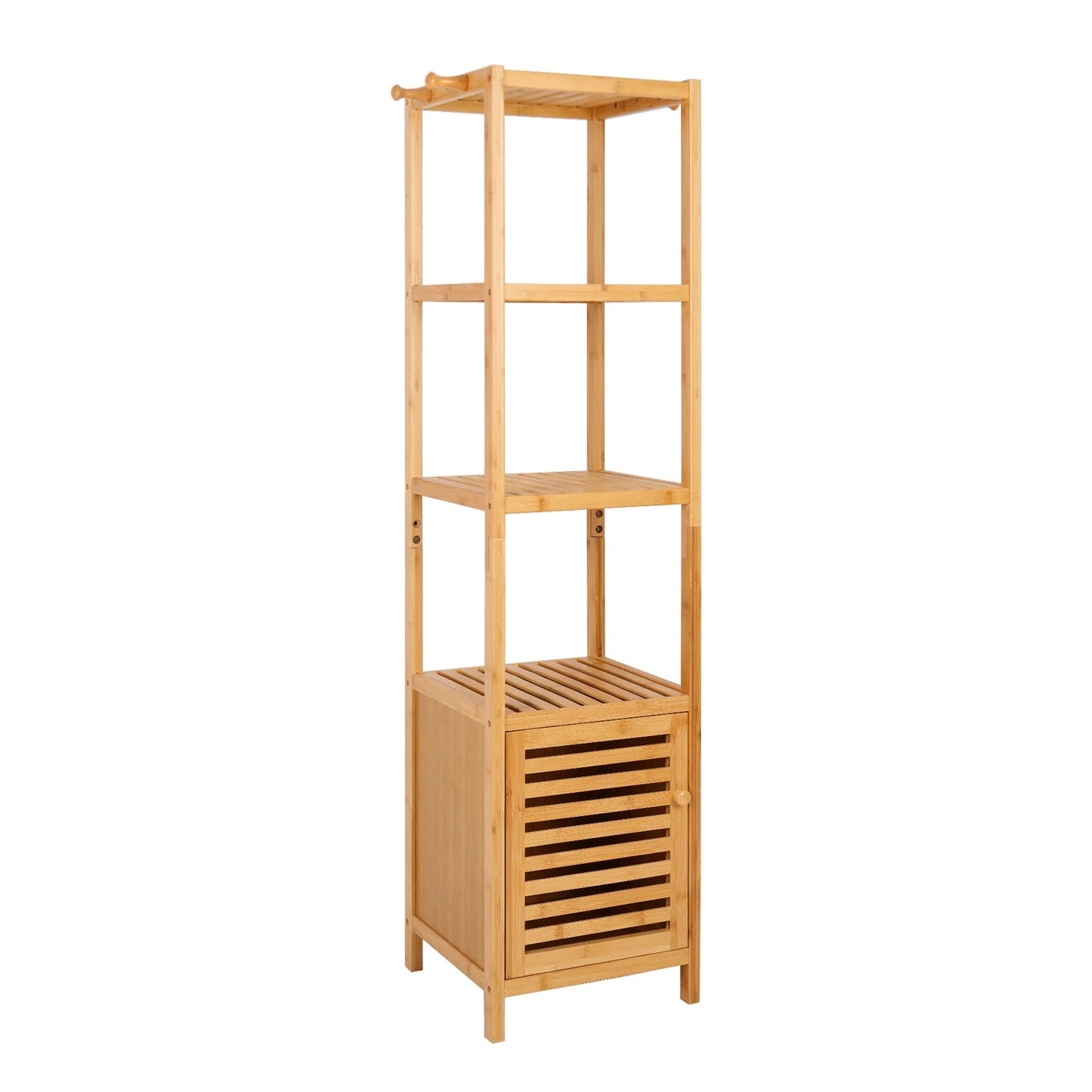Freestanding Bamboo Bathroom Cabinet Storage Slim Shelf Floor Corner Rack