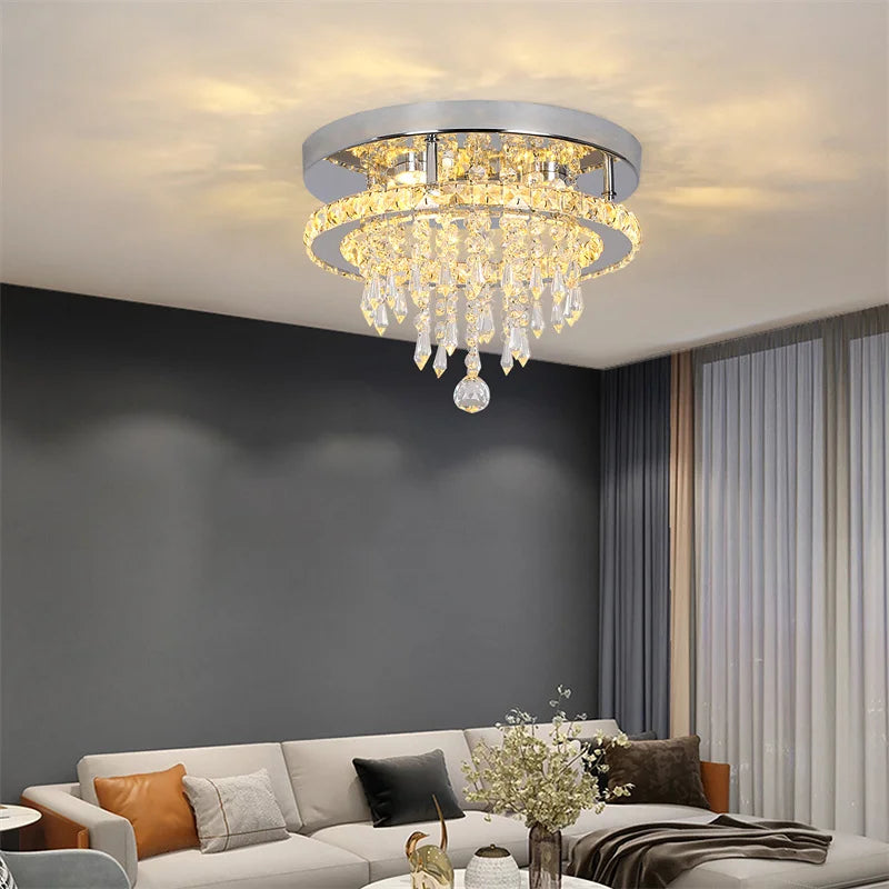GreeLustr Crystal Led Chandelier For Living Room Dimmable Remote Light