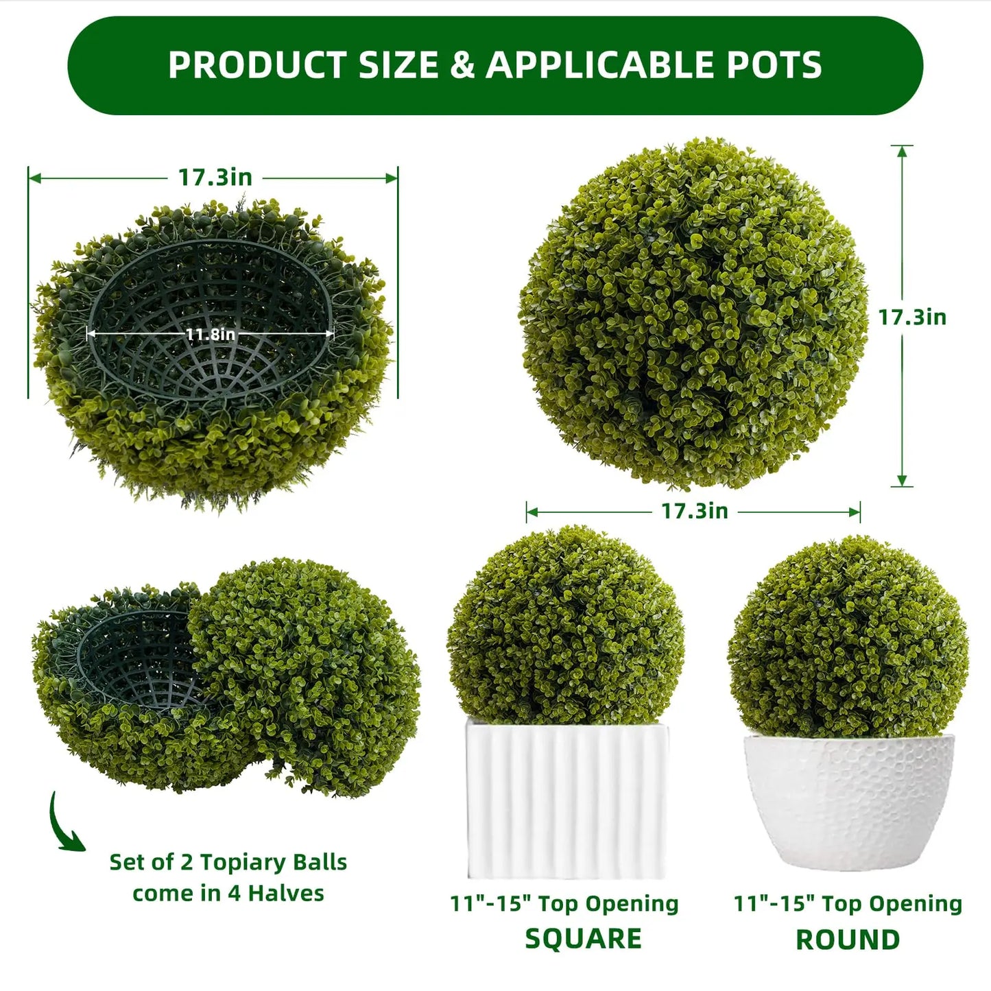Studyset Topiary Balls Outdoor Set of 2 Artificial Cedar Balls for Decor