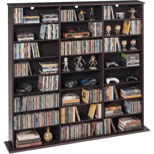 Wooden 8-Tier Media Storage Cabinet For CDs DVDs Books Games