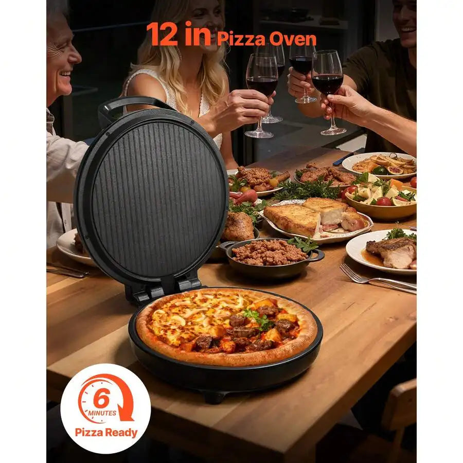 XMSJ 1200W Electric Pizza Oven With Nonstick Coating Dual Bake