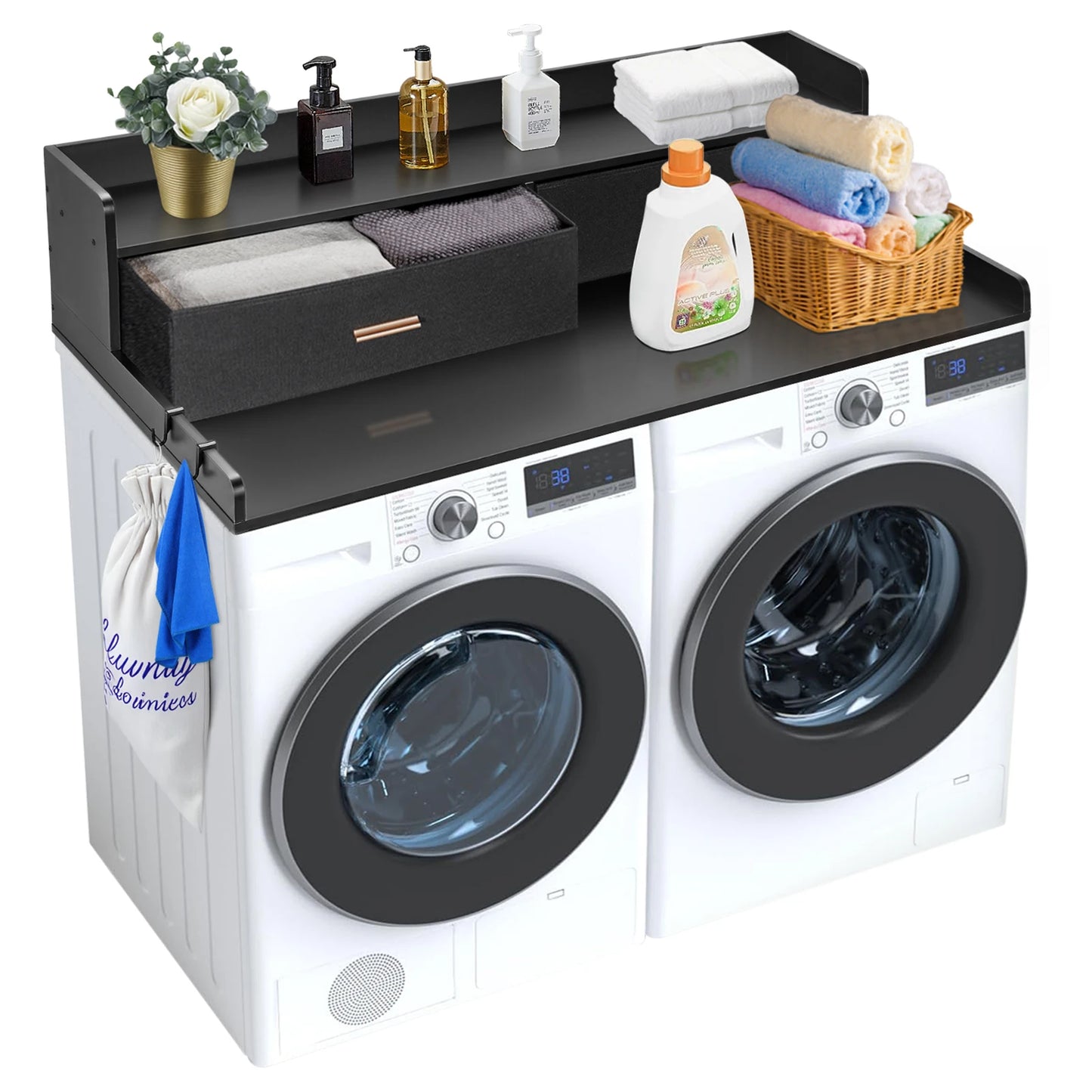 SucceBuy Washer Dryer Countertop Shelf With Drawer For Laundry Room