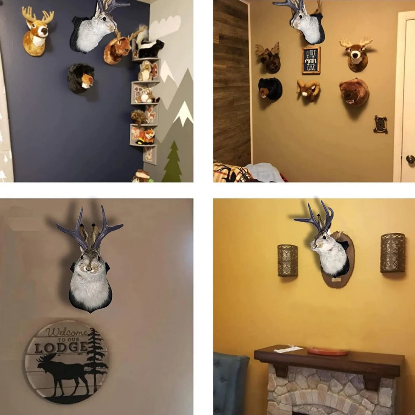 Bunny Head With Antlers Wall Decor Resin Taxidermy Ornament