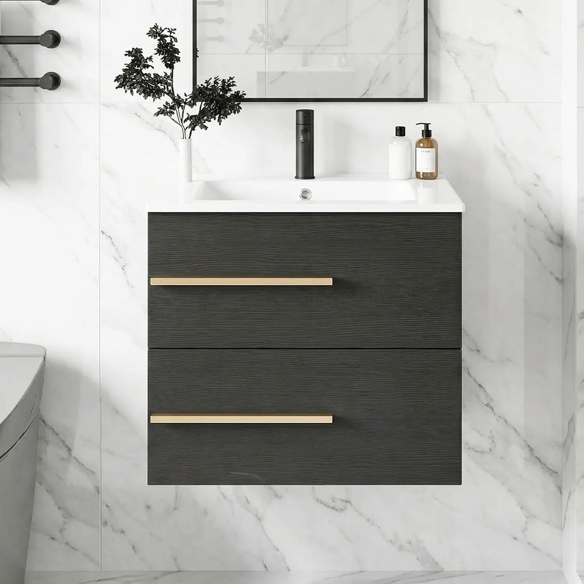 Modern Wall Mounted Floating Bathroom Vanity Cabinet With Sink
