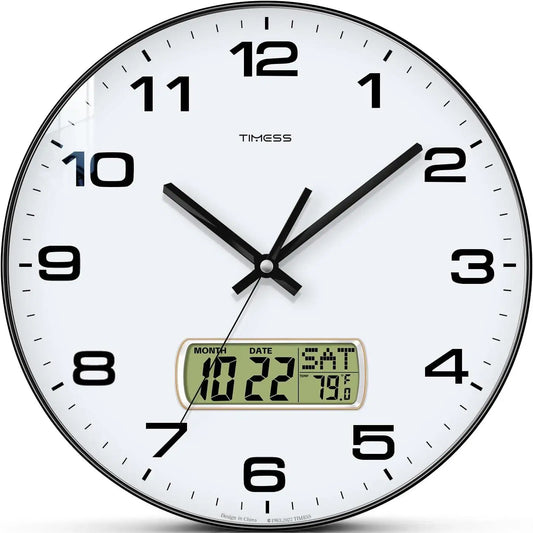 Calendar Wall Clock With Fahrenheit Display Battery Operated