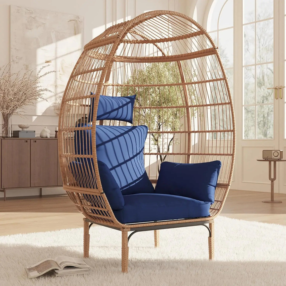 Himiss Premium Wicker Rattan Outdoor Egg Patio Lounge Chair