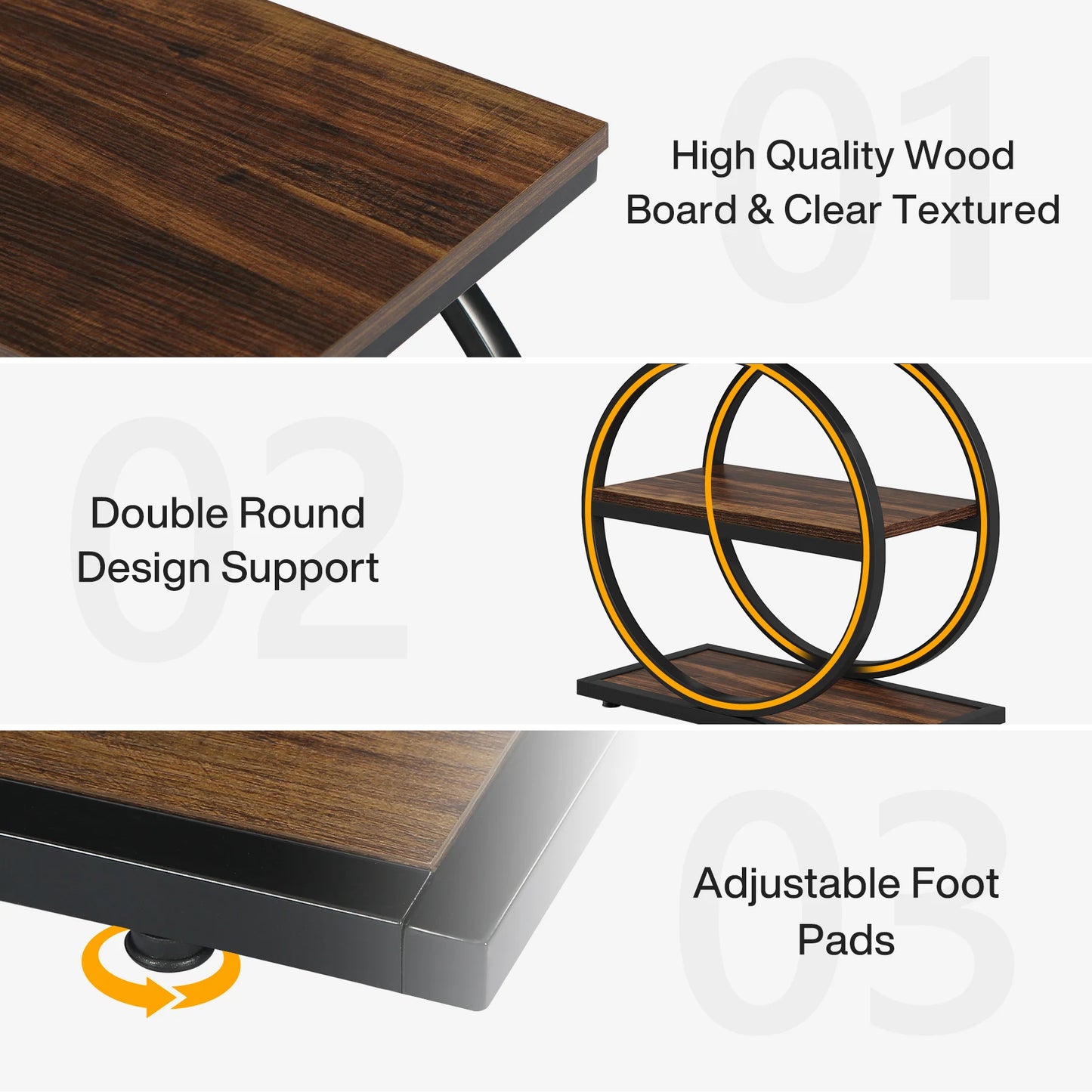 Tribesigns End Table With 3 Storage Shelves Industrial Wooden