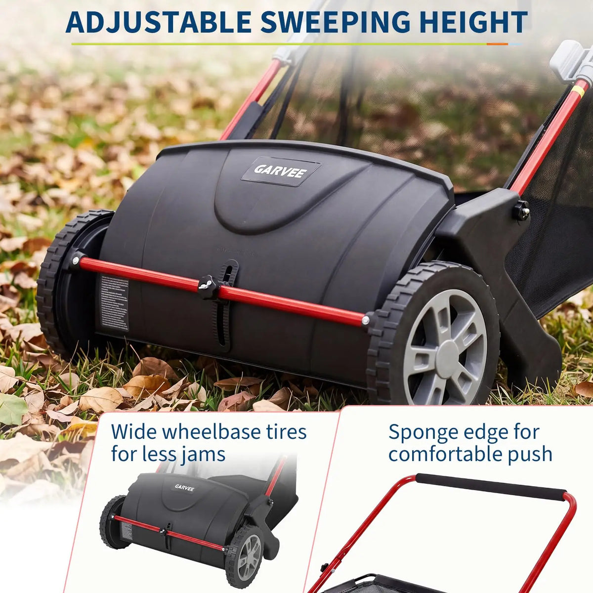 HiMiss Push Lawn Sweeper Manual Yard Leaf And Grass Collector