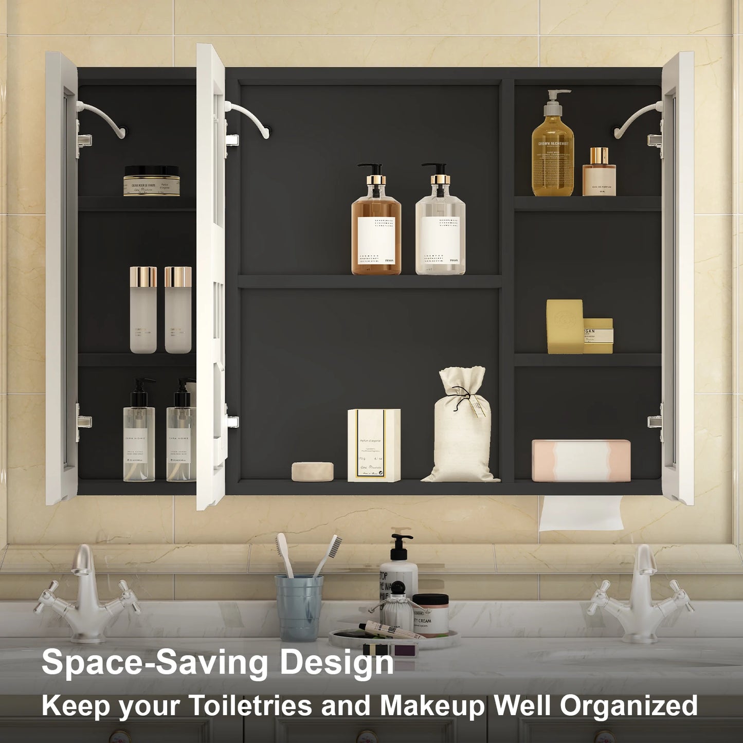 Onesaimei LED Mirror Medicine Cabinet With 2 Doors Fogless