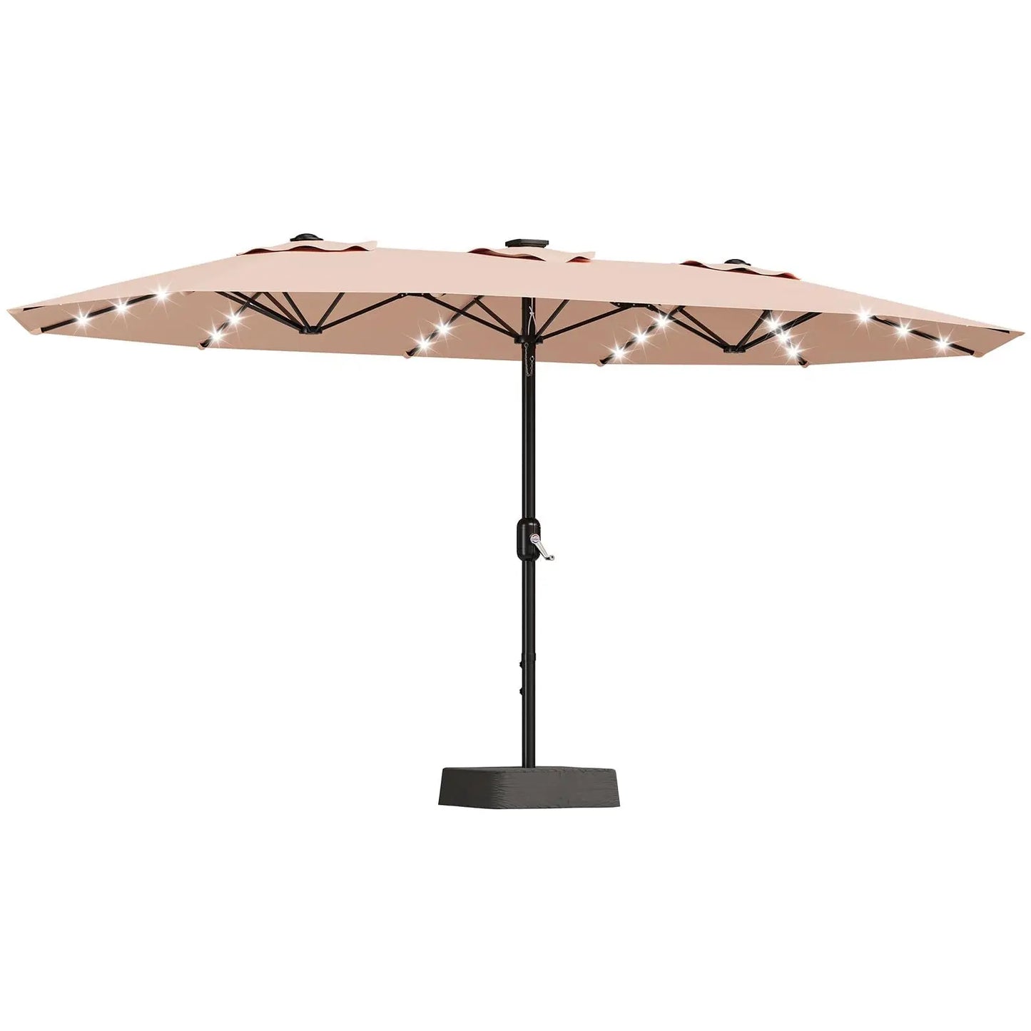 HiMISS Outdoor Patio Umbrella With Solar LED Lights And Base