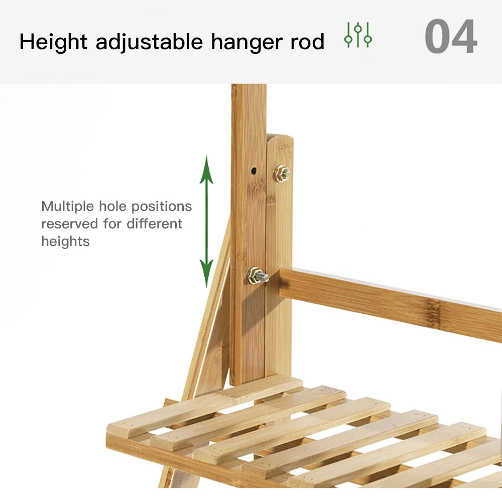Bamboo Folding Plant Stand 3 Tier For Indoor And Outdoor Use