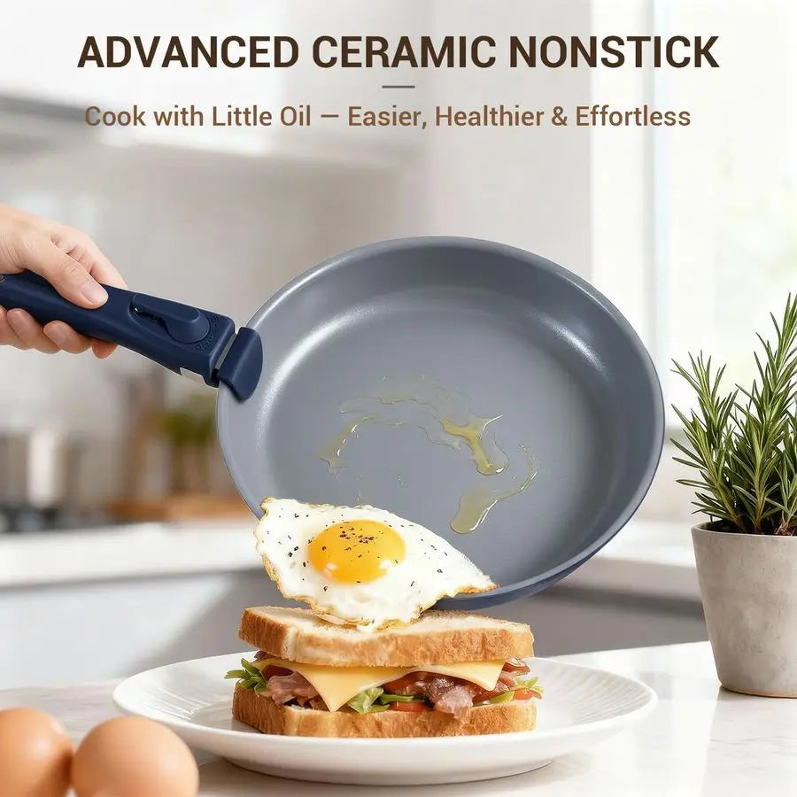 XMSJ 18 Piece Ceramic Cookware Set Nonstick Induction Ready