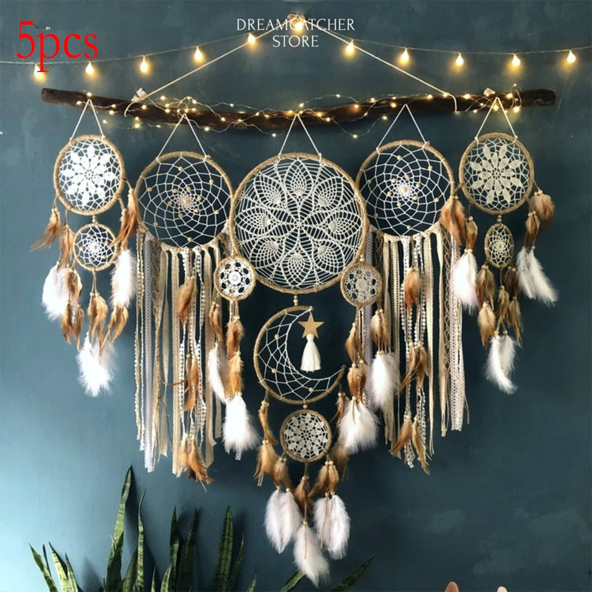 Handcrafted Moon Dream Chaser Bohemian Wall Decoration