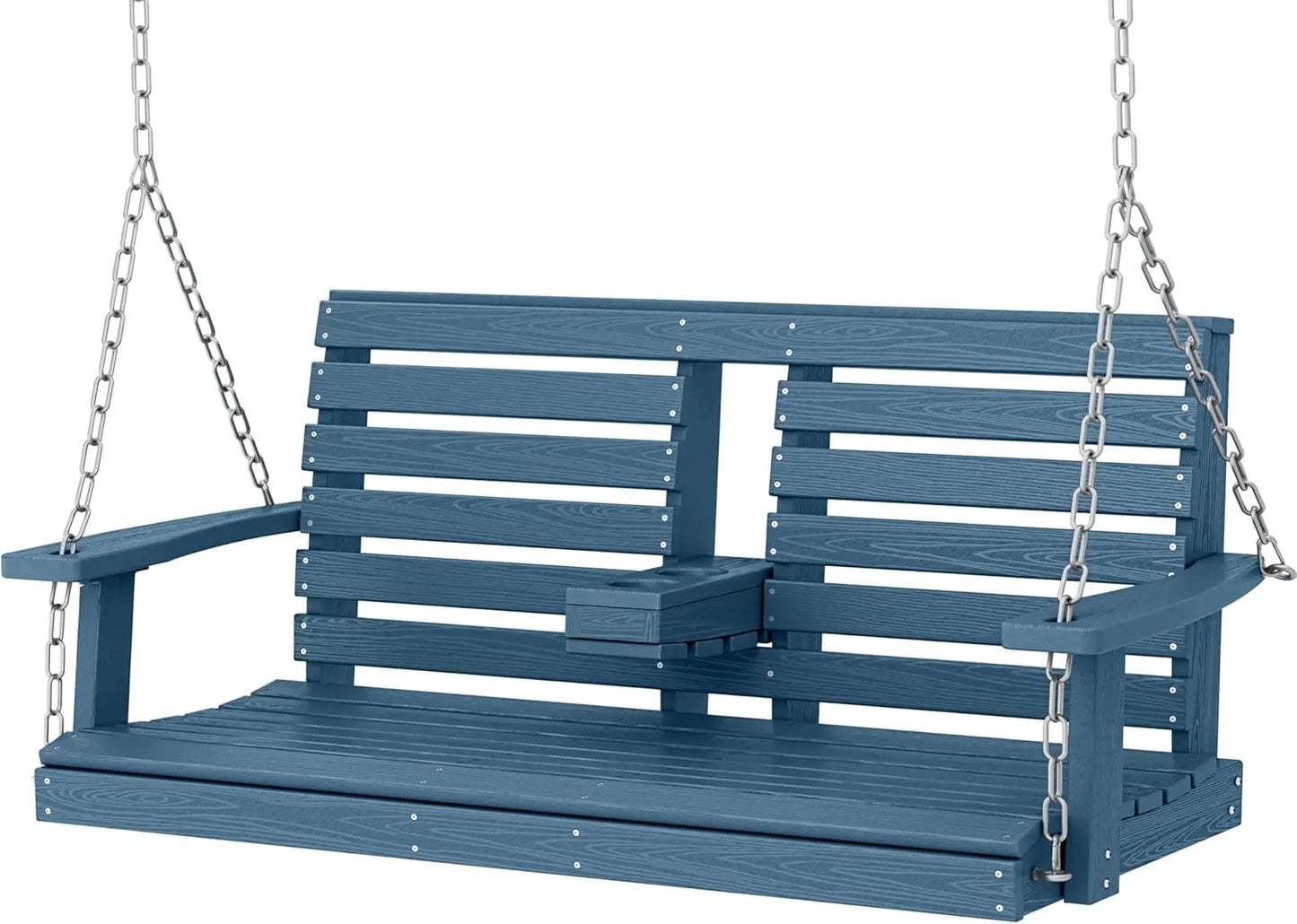 Outdoor Hanging Porch Swing With Cup Holders High Density Polyethylene Bench
