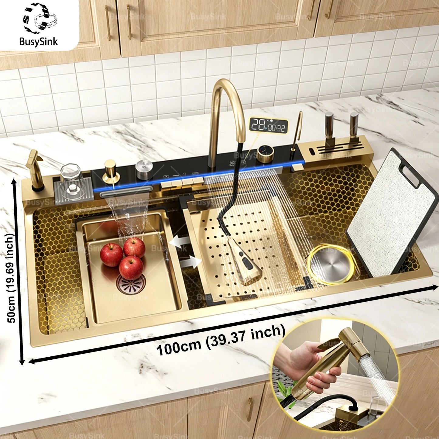 BusySink Stainless Steel Kitchen Sink With Digital Display