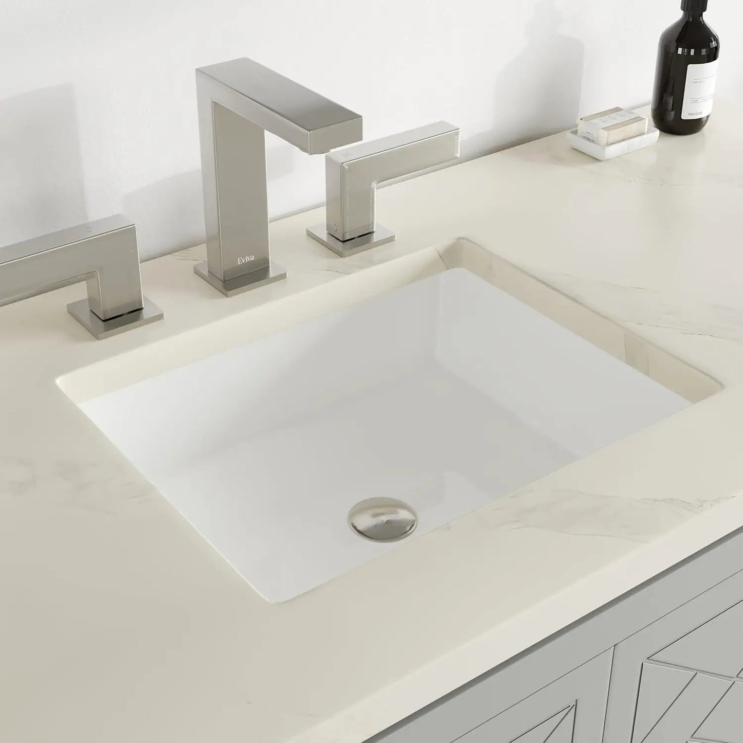 Marble Wood Vanity With Quartz Countertop And Undermount Porcelain Sink