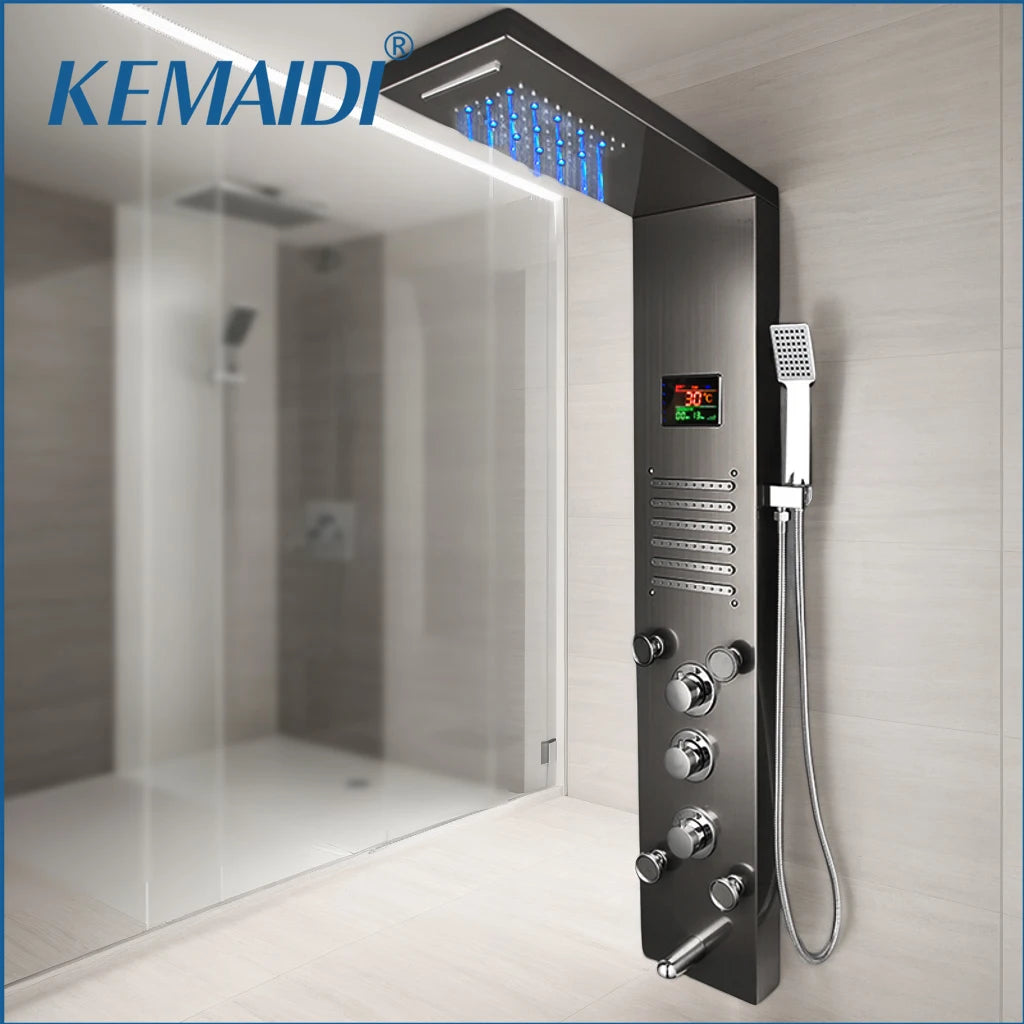 MEKKHALA Shower Panel System With LED Rainfall And Body Jets