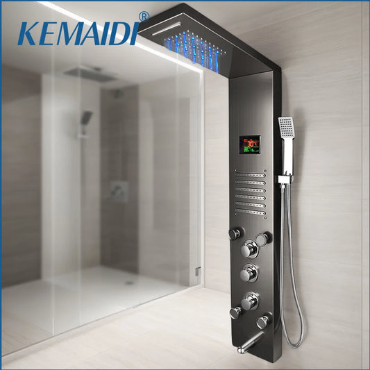 MEKKHALA Shower Panel System With LED Rainfall And Body Jets
