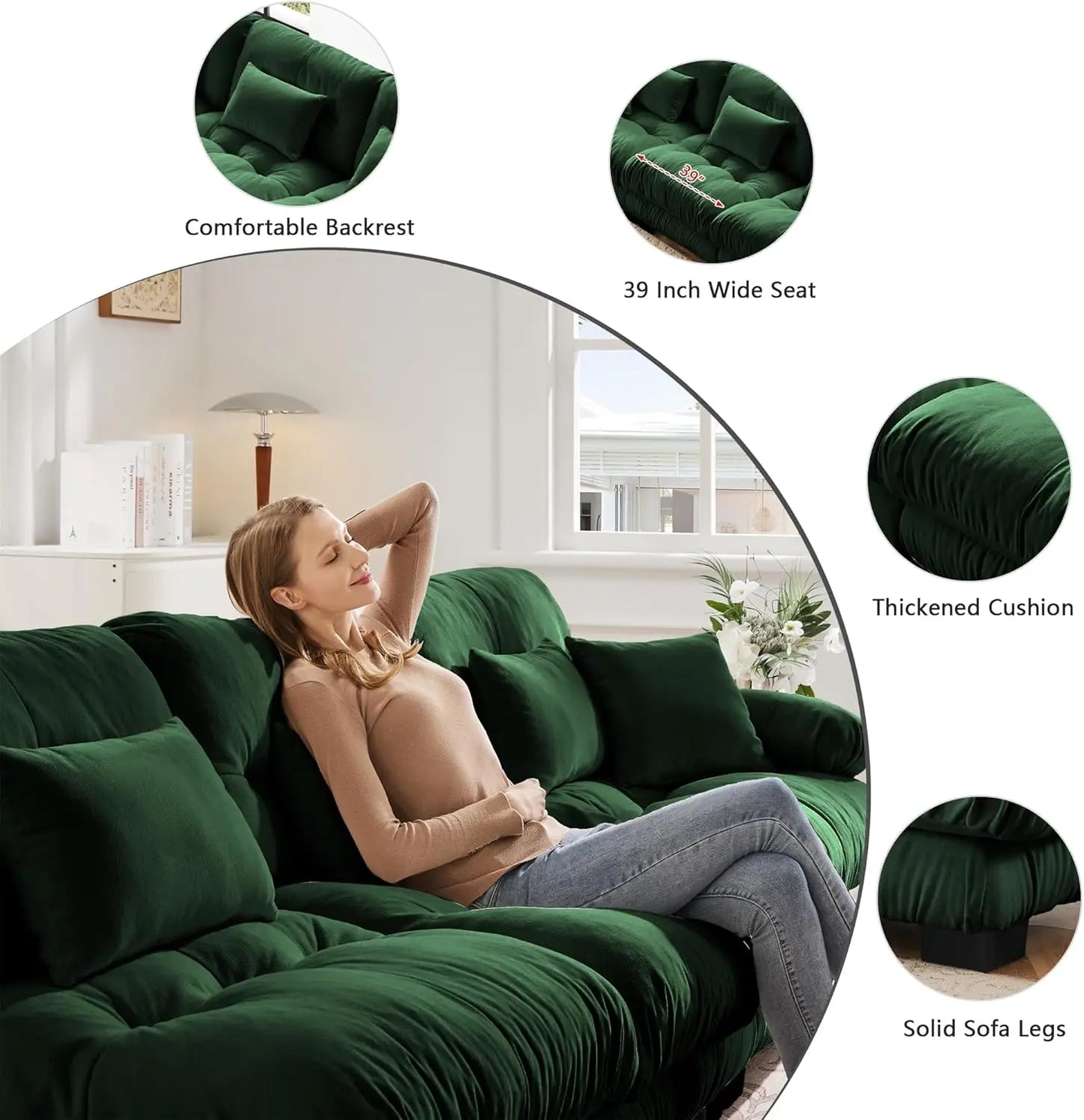 Chenille Modular Sectional Sofa Couch With Ottomans