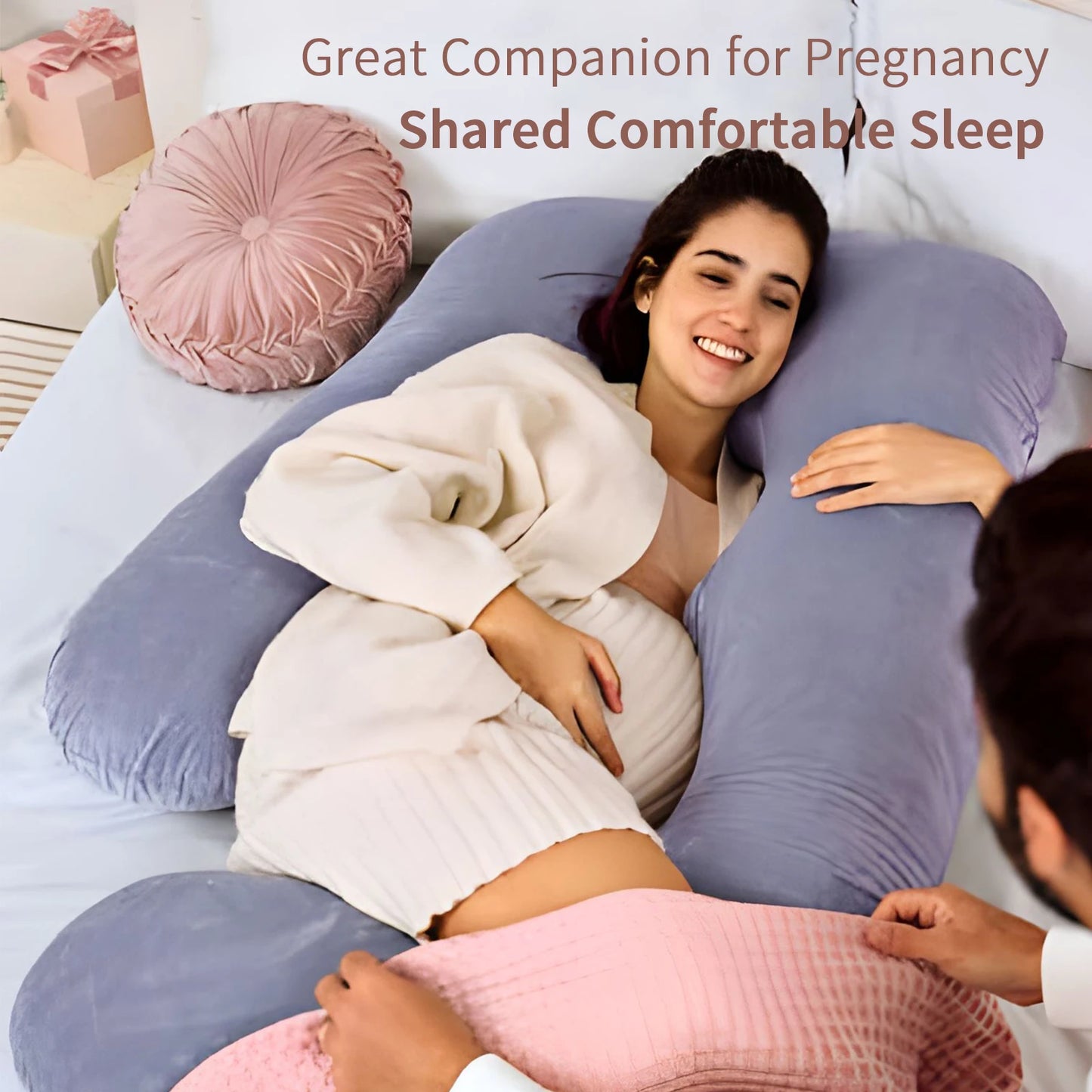 G Shaped Full Body Pregnancy Pillow With Removable Cover For Maternity Support