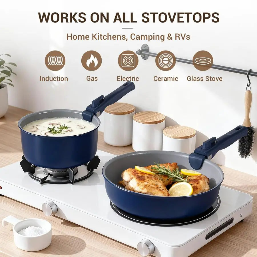 XMSJ 18 Piece Ceramic Cookware Set Nonstick Induction Ready