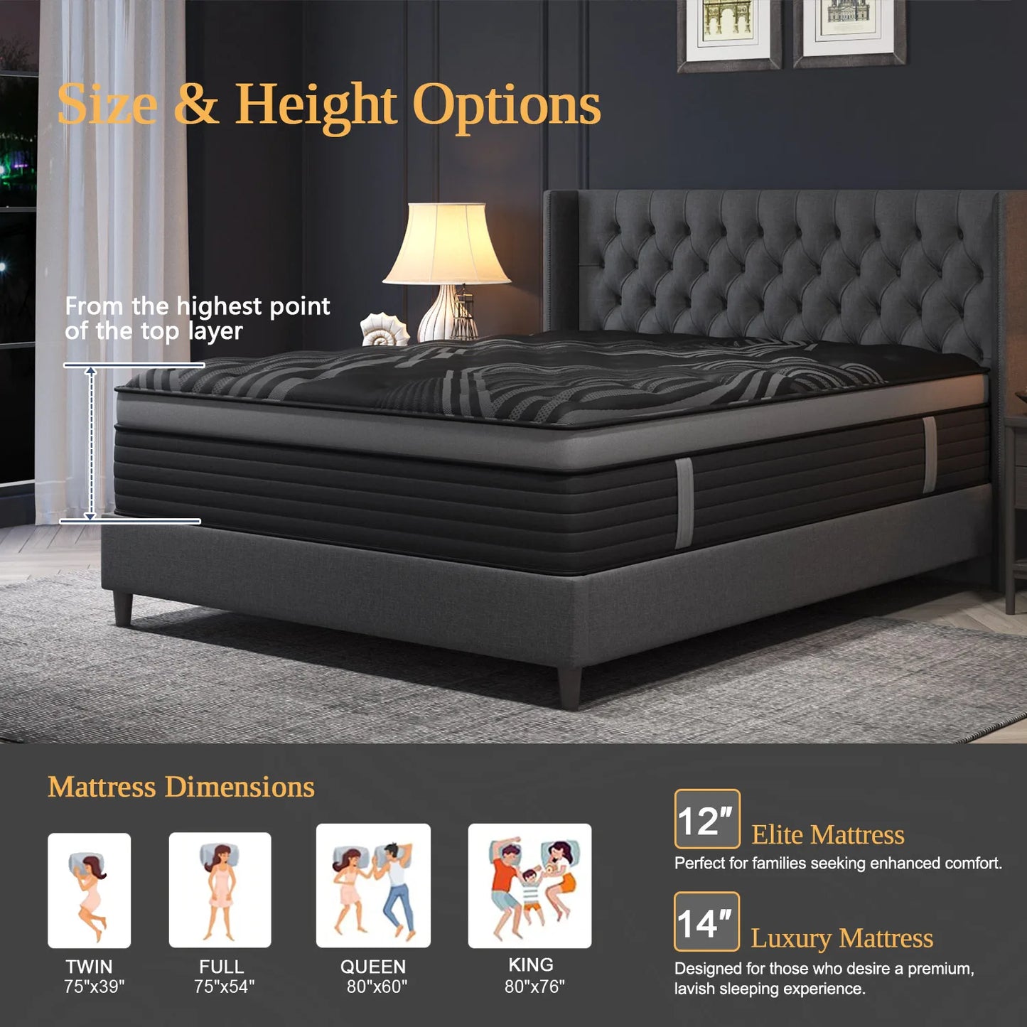 Sweetlove Gel Memory Foam Hybrid Pocket Spring Mattress In A Box Medium Firm