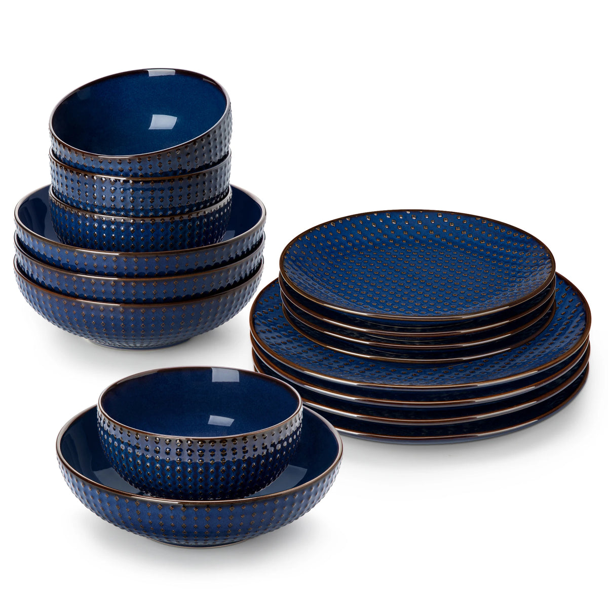 Malacasa Lydia 32 Piece Stoneware Dinnerware Set With Floral Embossed Design
