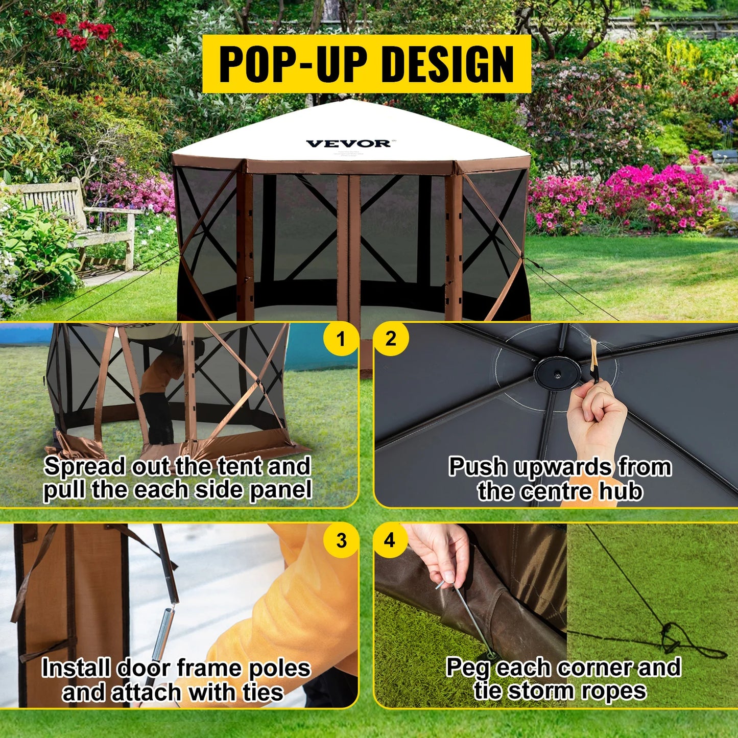 SucceBuy Pop Up Camping Gazebo Shelter Canopy Easy Setup Portable