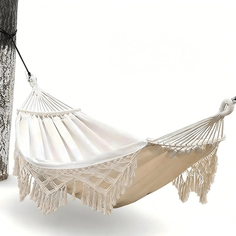 Outdoor Tassel Hammock Chair For Camping Thick Canvas Swing