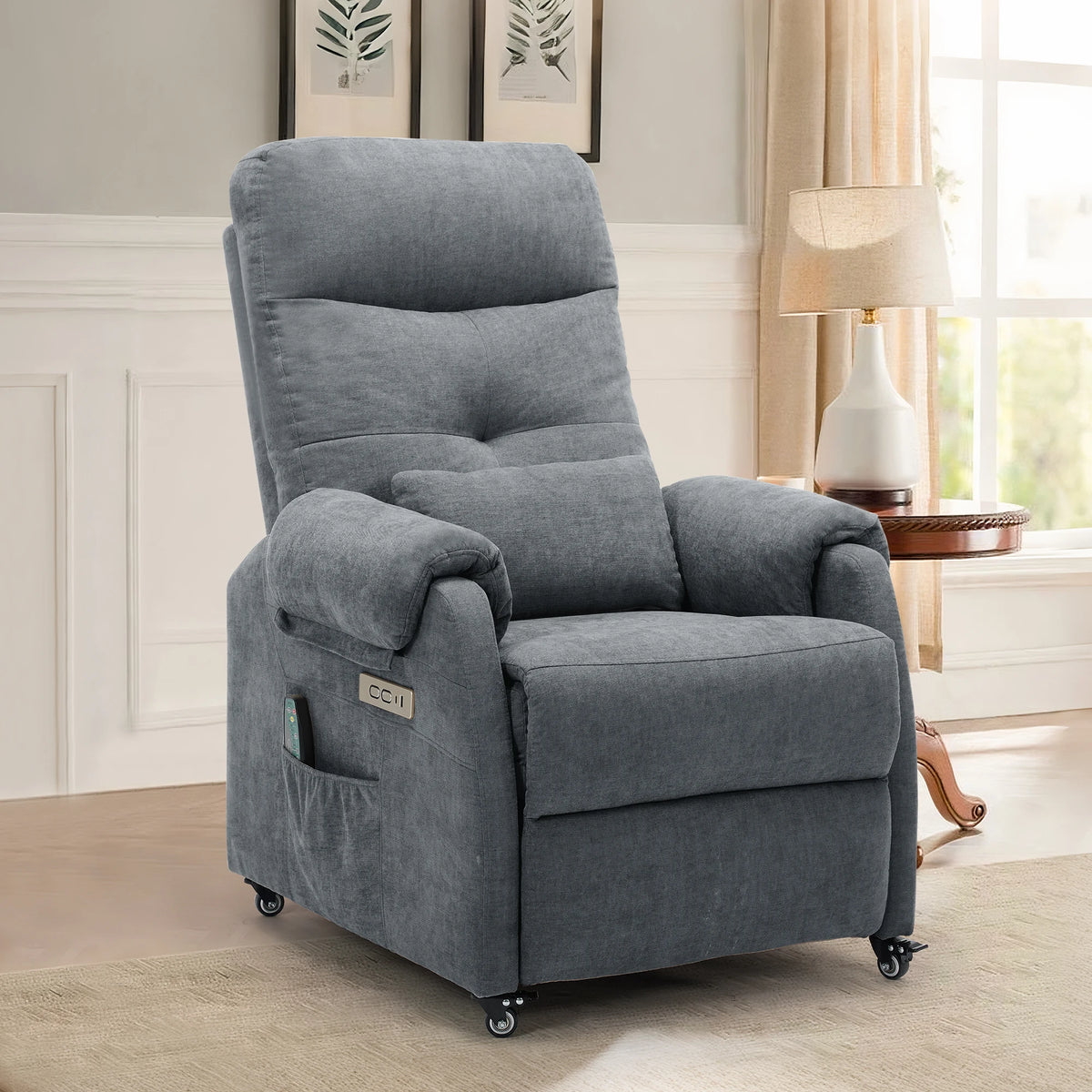 Korser Power Small Recliner Chair for Small Spaces with Wheels and USB Ports for Living Room，Bedroom，Office