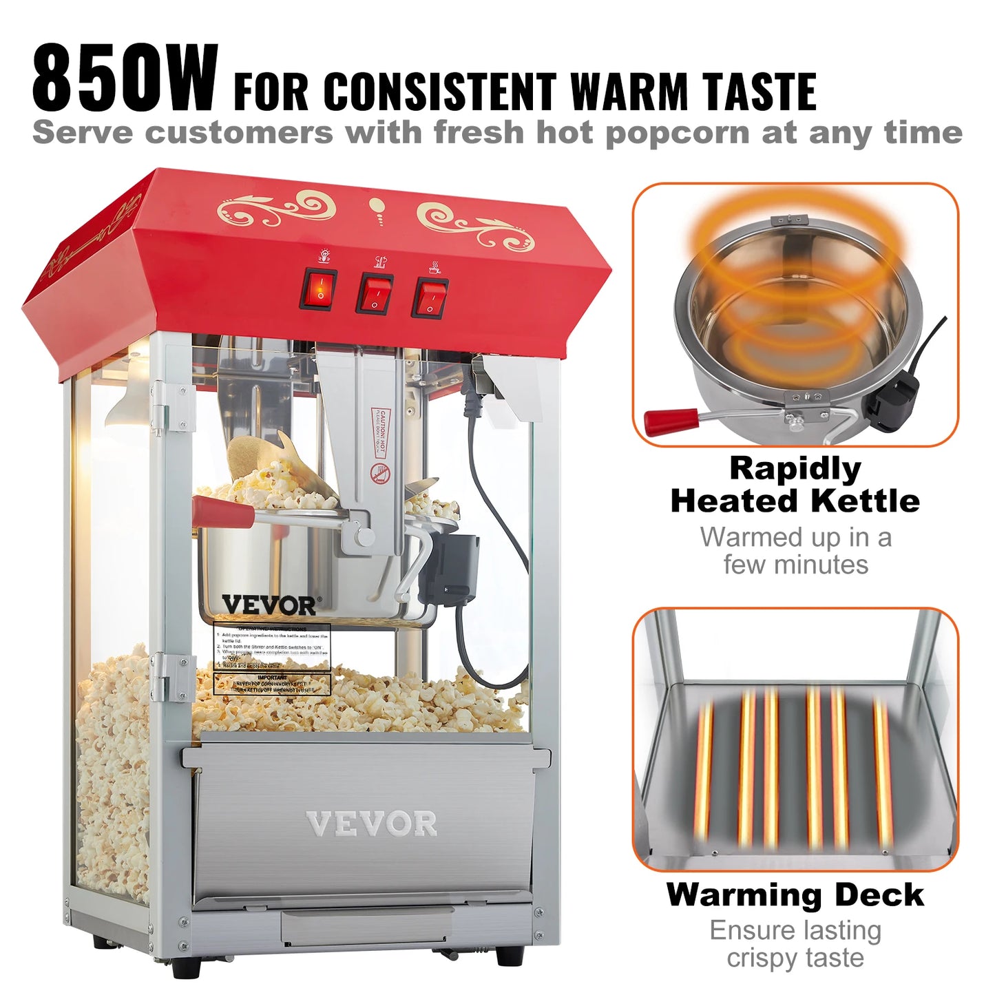 SucceBuy Electric Popcorn Maker Commercial Popper Machine 500W