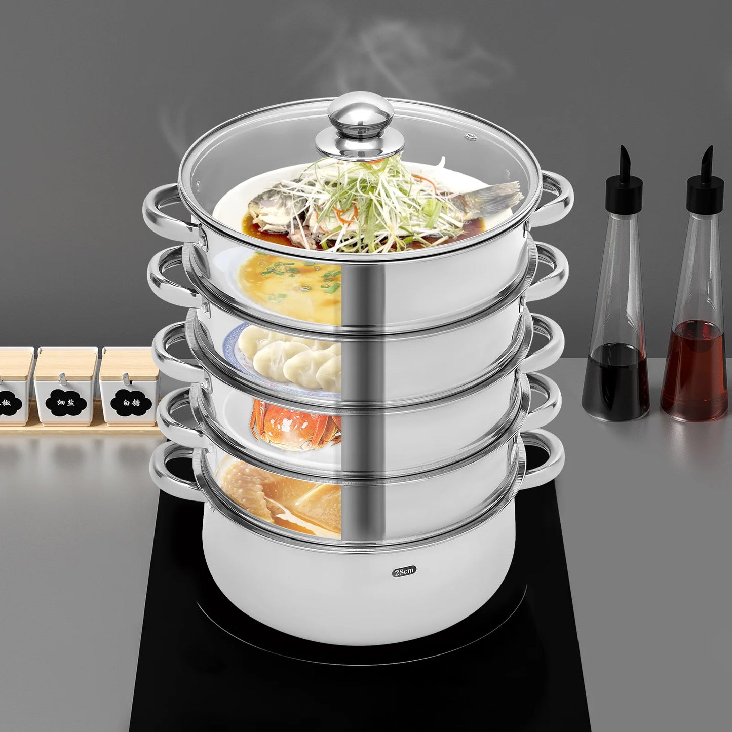 Stainless Steel Steamer Multifunctional Kitchen Appliance Durable And Easy Clean