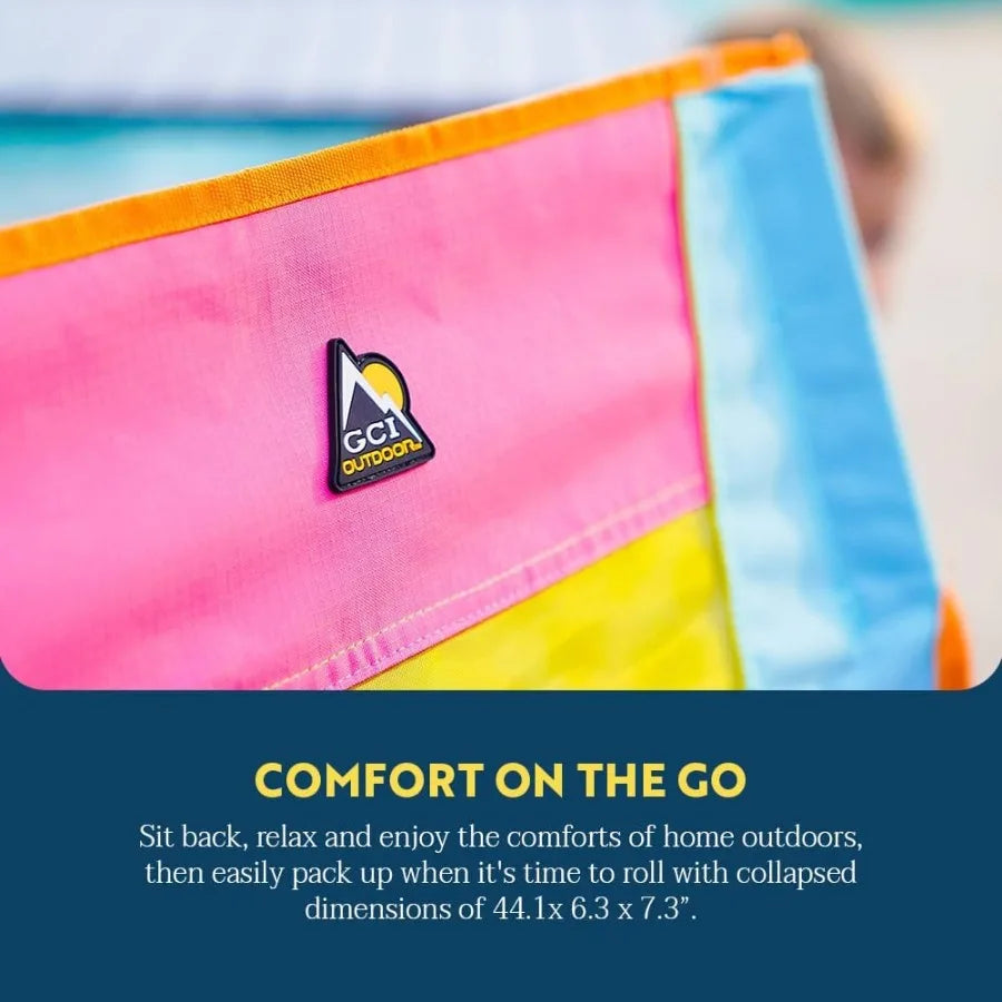 Comfort Pro Rocker Camping Chair for Outdoor Adventures: Portable Folding Rocking Chair with Durable Armrests and Builtin Drink