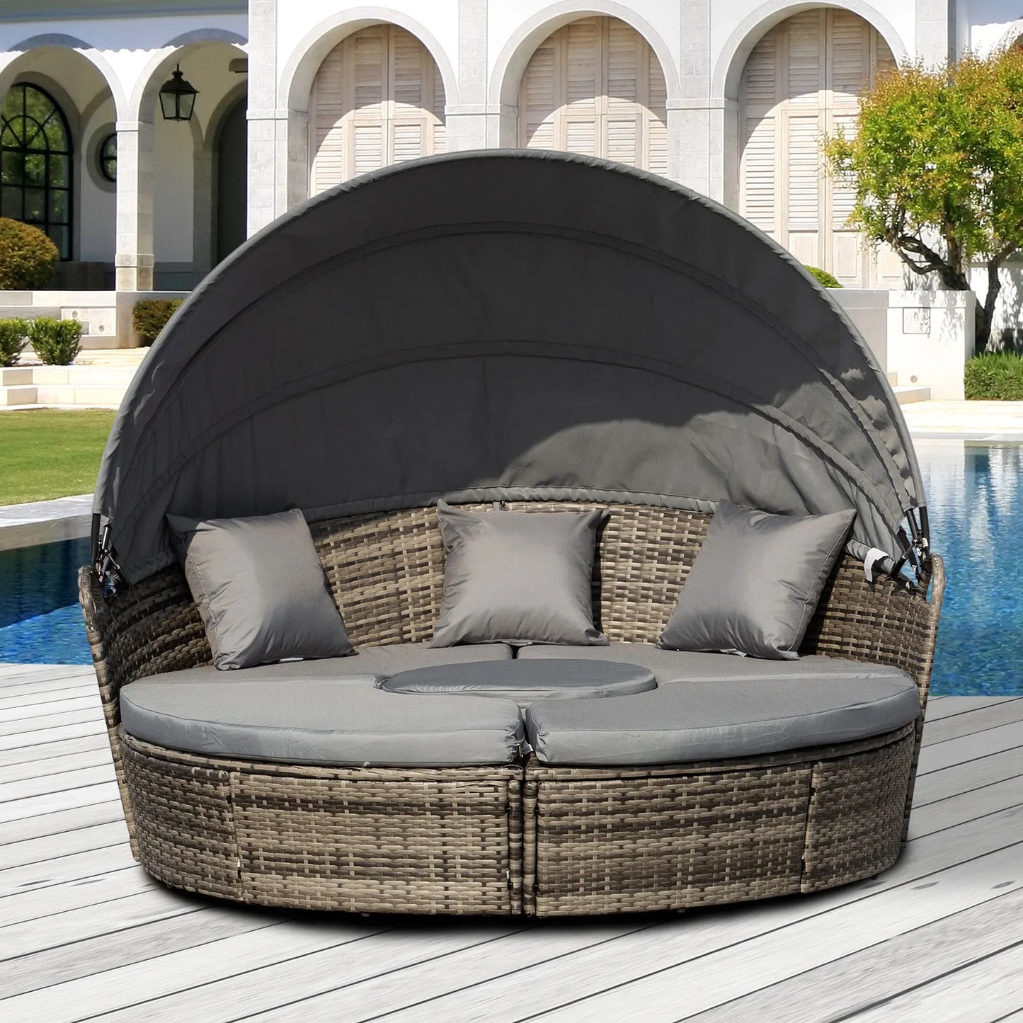 Outsunny Outdoor Convertible Daybed 4 Piece Furniture Set