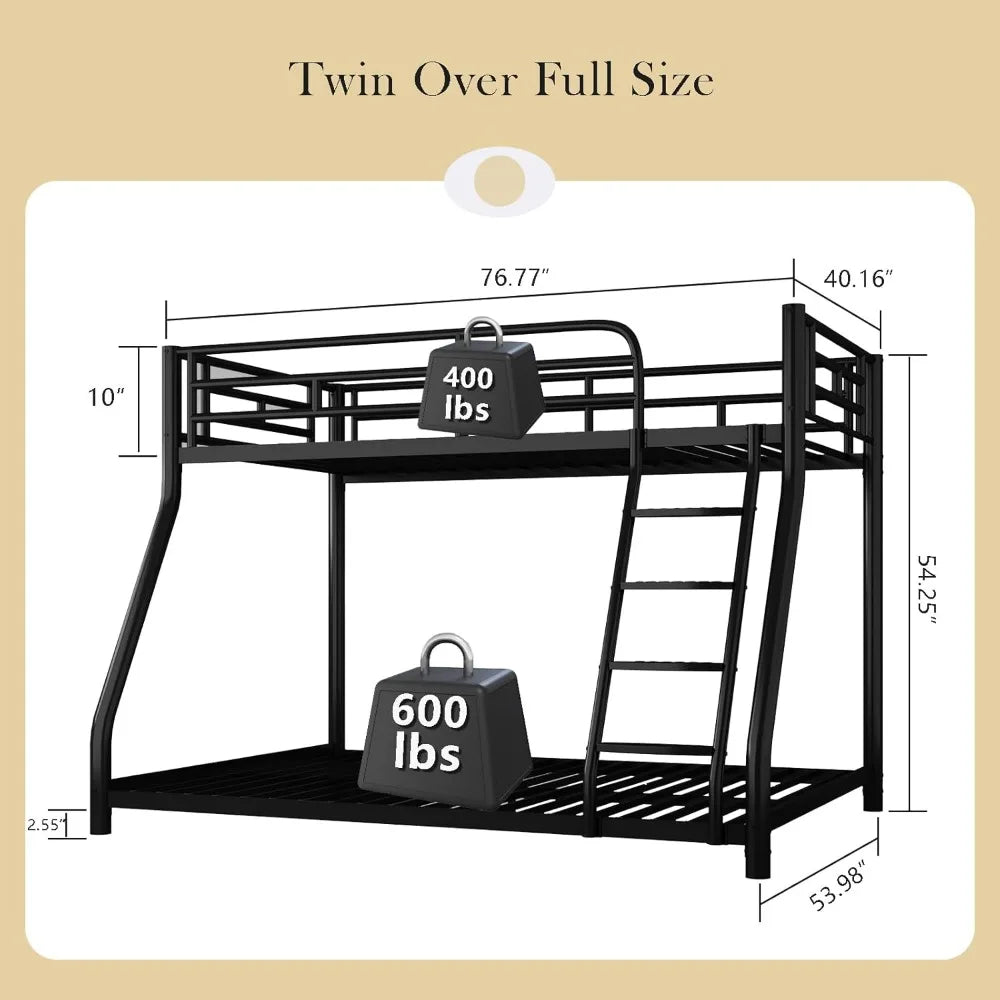 Xiaolang Metal Bunk Bed With Guardrails And Ladder Heavy Duty
