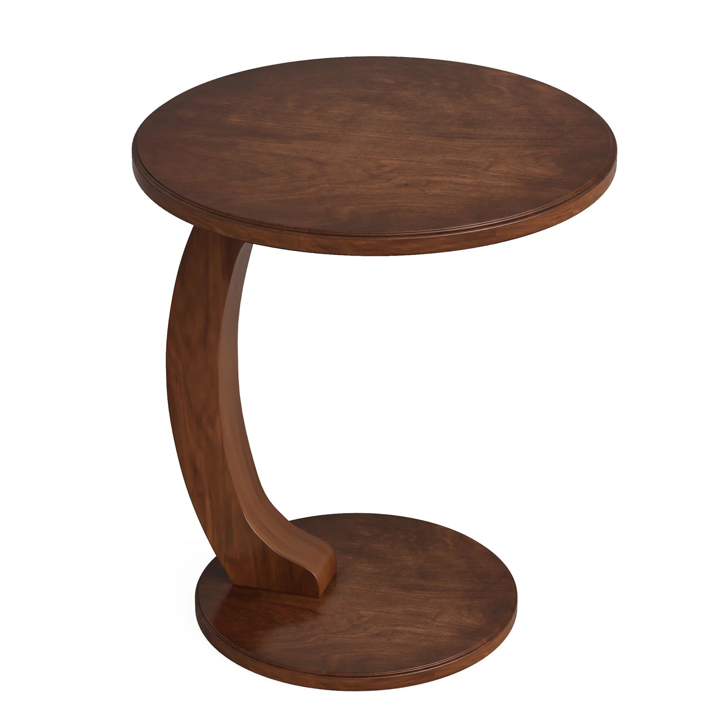 Tribesigns Round End Table Wood C Shaped Side Table Mid Century