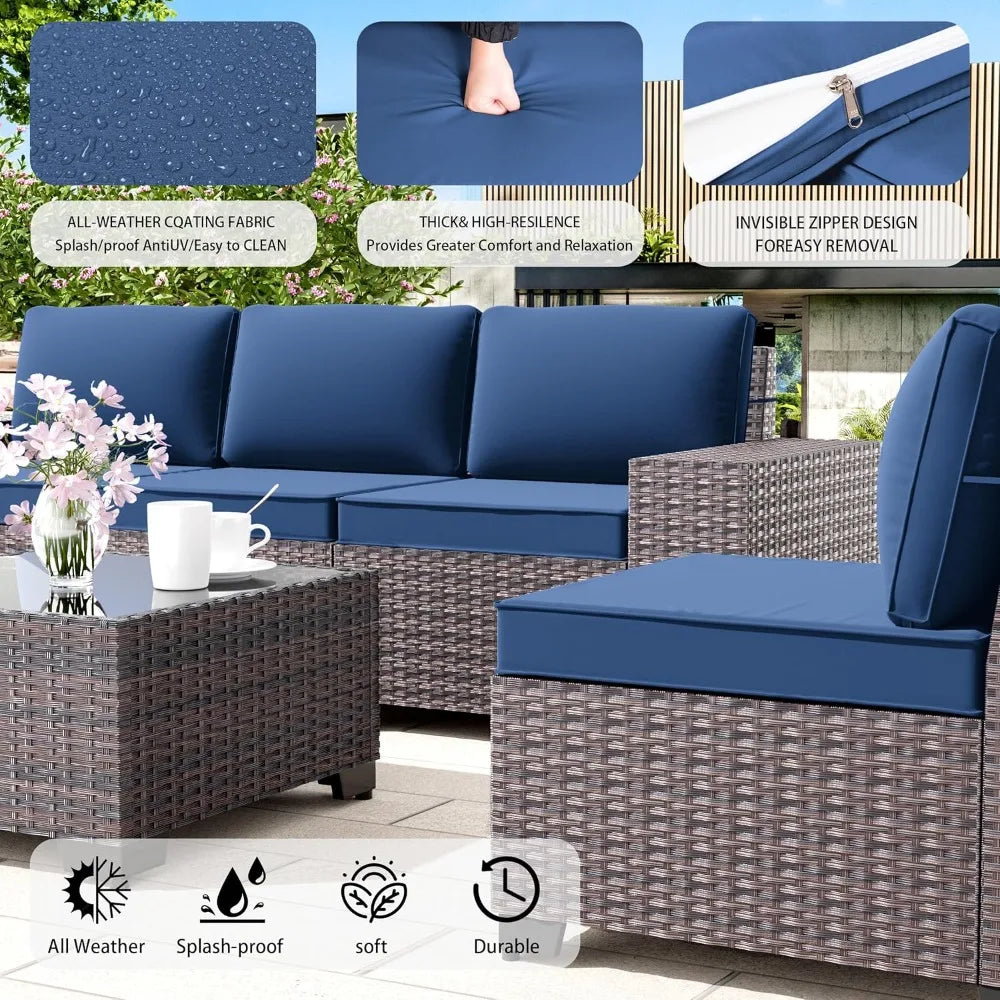 XIAOLANG Outdoor Patio Furniture Conversation Set Weather PE Rattan Wicker