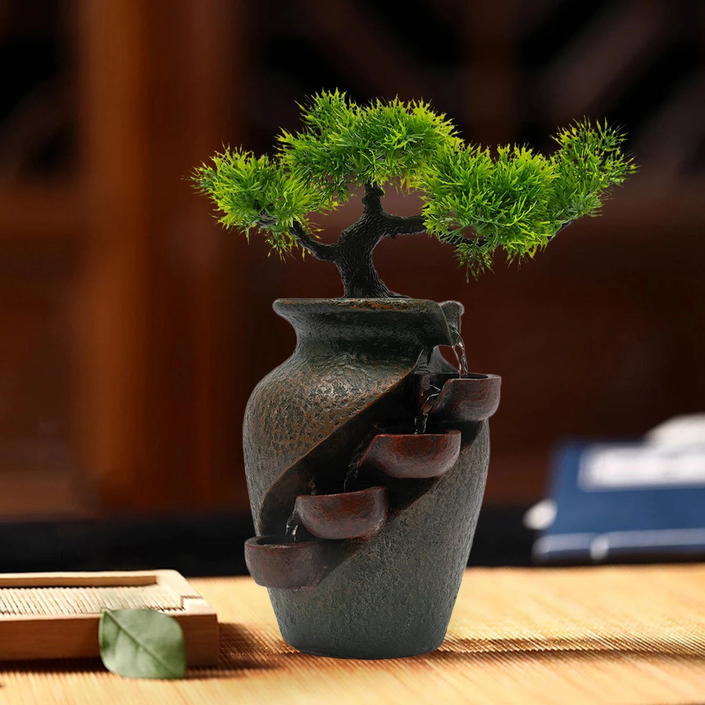 Mini Waterfall Tabletop Fountain Indoor Relaxation Water Feature Home Decoration