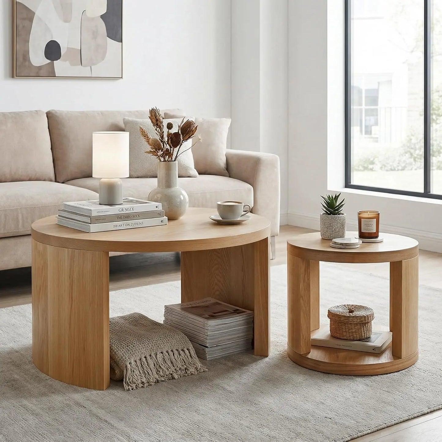 Round Nesting Coffee Tables With Storage