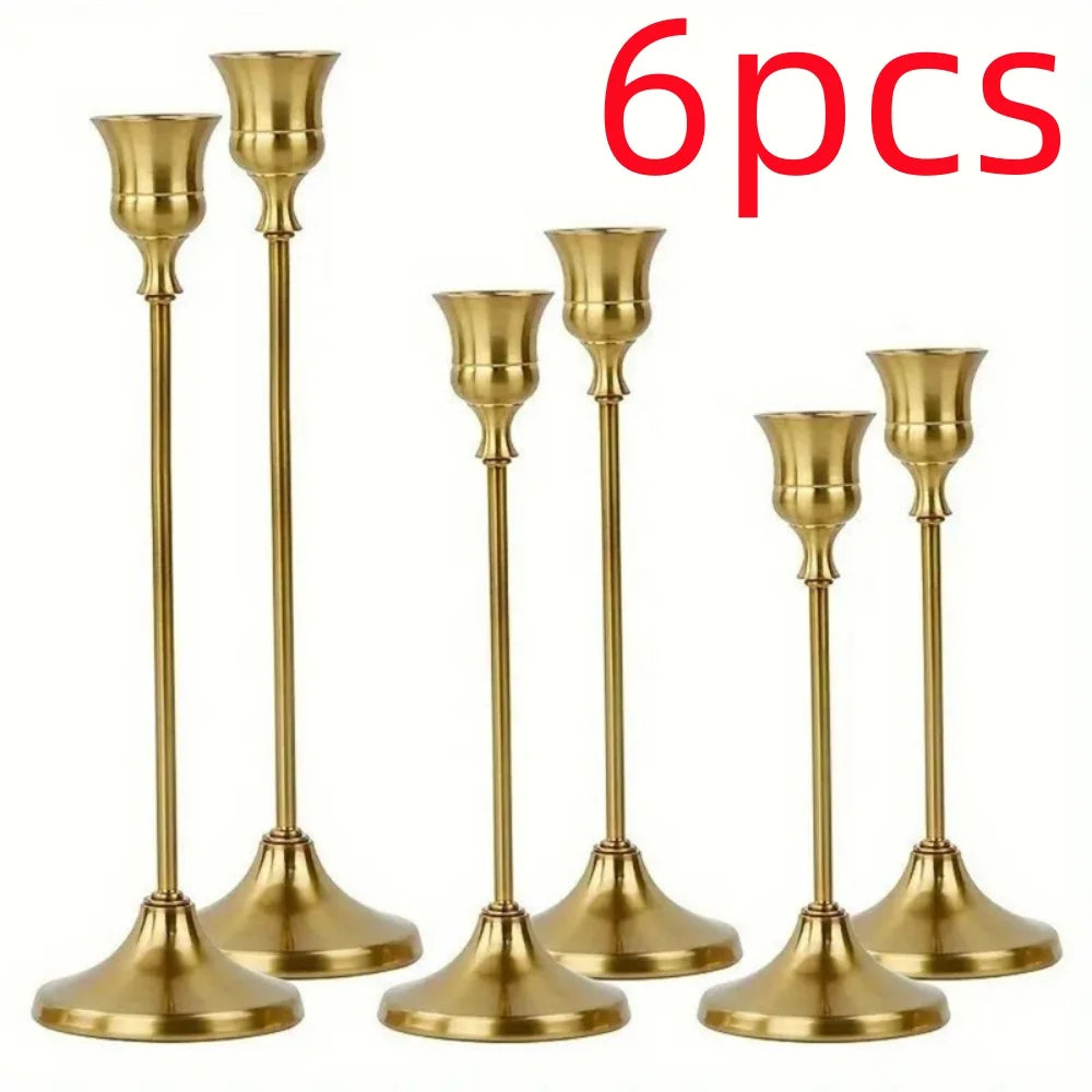 Romantic Metal Taper Candle Holders Set For Home Decor