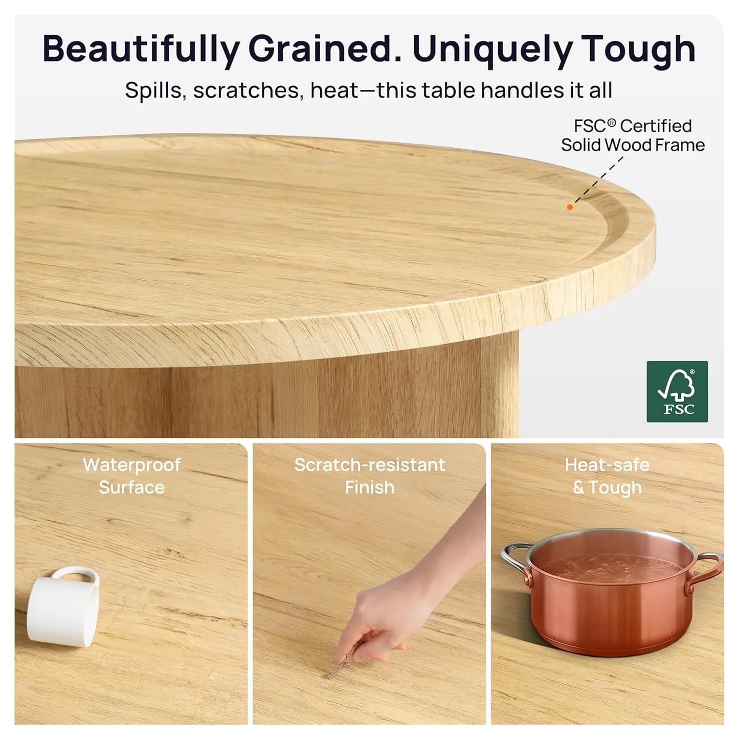 Guangbai Round Coffee Table With Storage And Ottomans