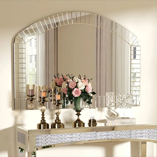 Arched Wall Mirror Venetian Accent With Bling Beveled Edge