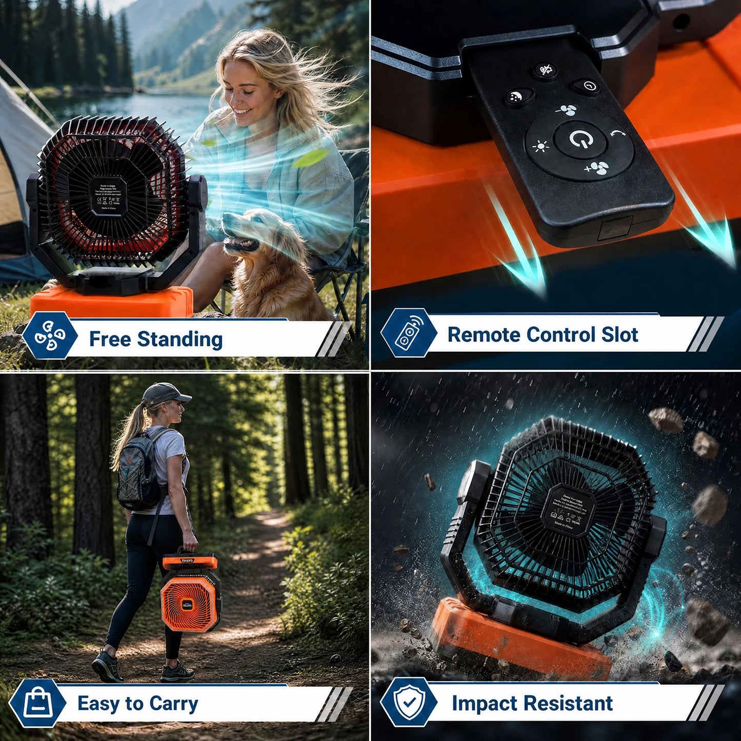 HiMISS Portable Camping Fan 40000mAh Rechargeable Battery LED Light