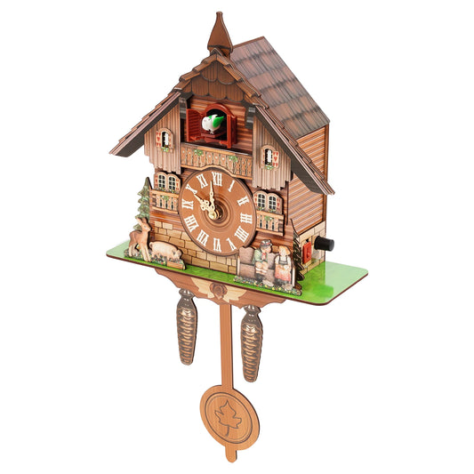 Vintage Cuckoo Wall Clock With Bird Chime Nordic Wooden Decor