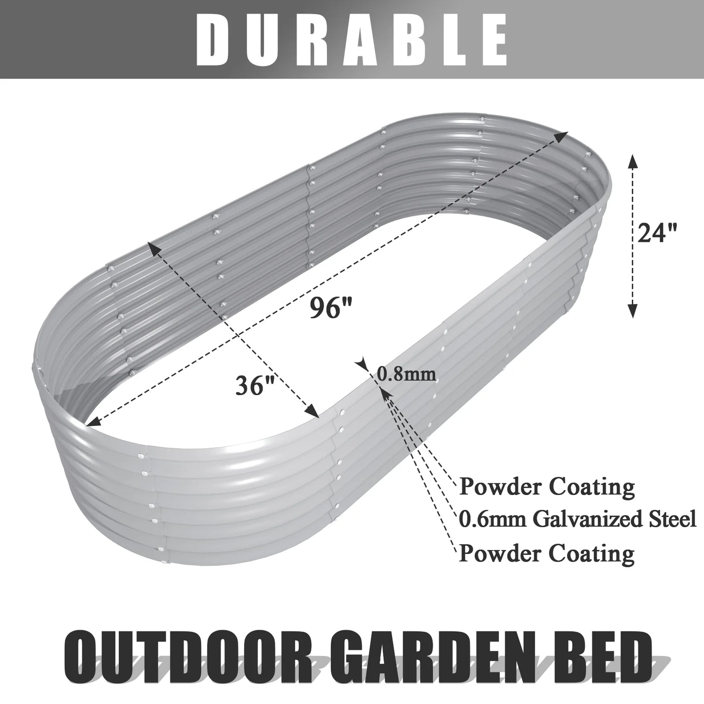 Tramull Galvanized Raised Garden Bed Kit For Vegetables Herbs Fruits