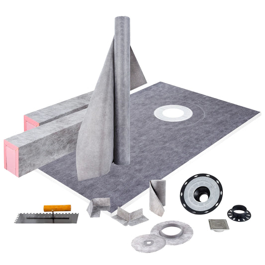 Waterproofing Shower Kit With Offset Drain Stainless Steel Grate