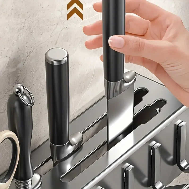 Heavy Duty Carbon Steel Wall Mount Knife Rack For Utensils